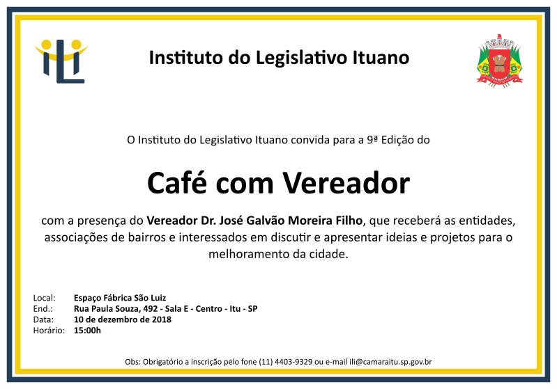 20181130_2018-12-10 - ILI - Café com Vereador - José Galvão